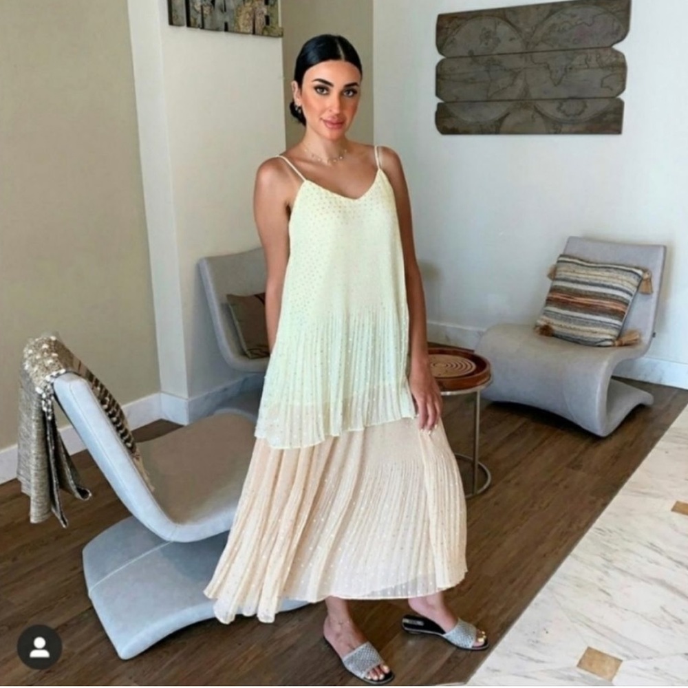 ZARA SUMMER DRESS WITH METALLIC POLKA DOTS